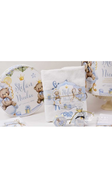 Trusou botez ursulet si broderie personalizata Teddy Bear King 20